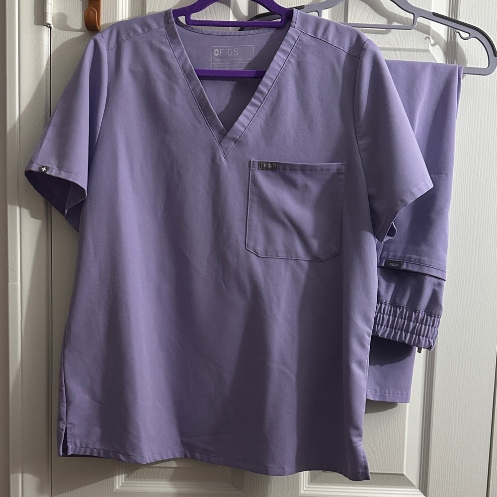 Figs Lavender Straight Leg Pants & Top Set